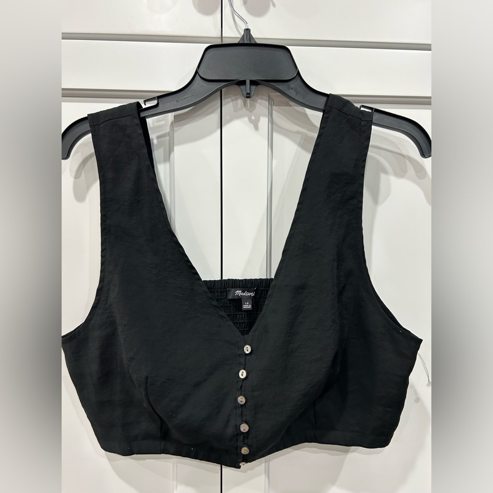 Madewell Gwen Black Crop Top Vest Size 8 NWT - Picture 5 of 7